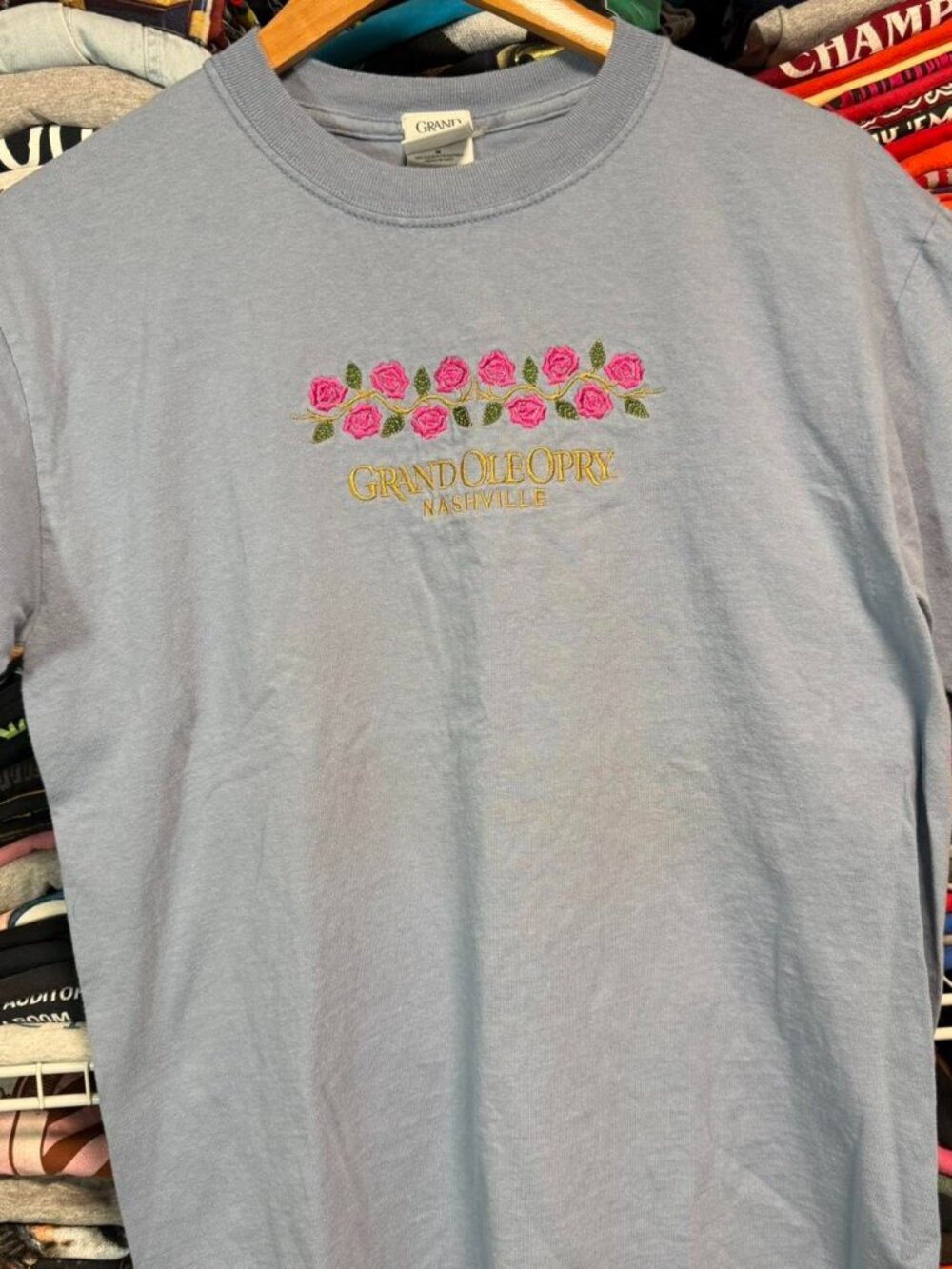 Floral Grand ole Opry Nashville Tennessee embroidered blue t shirt